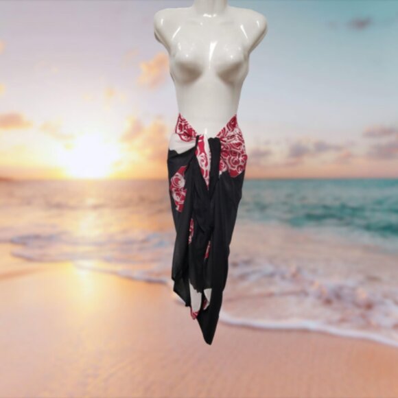 Womens Sarong Pareo Cotton Wrap HandPainted Batik Wrapskirt Beachwear -NEW - Picture 3 of 6